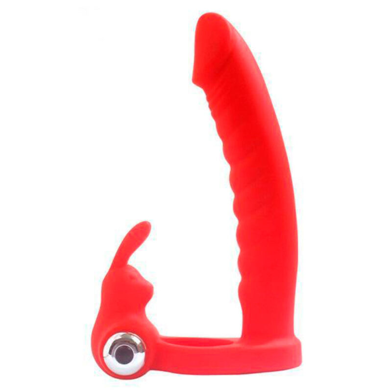 Optimus Anillo Vibrador y Consolador Frodo rojo