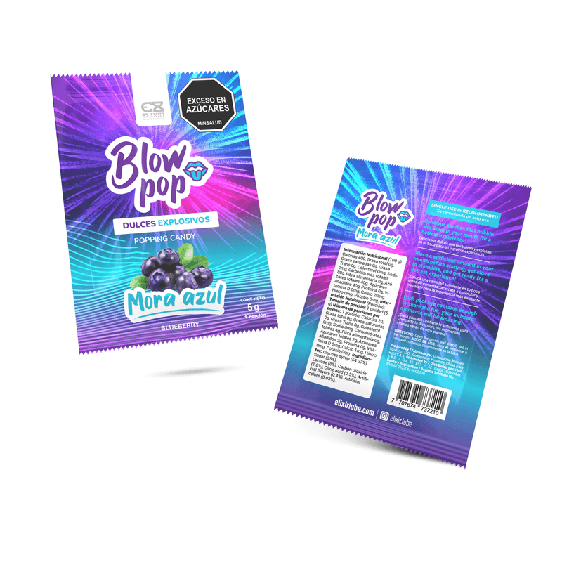 BLOW POP DULCE EXPLOSIVO SABOR MORA AZUL 5 GR PARA SEXO ORAL